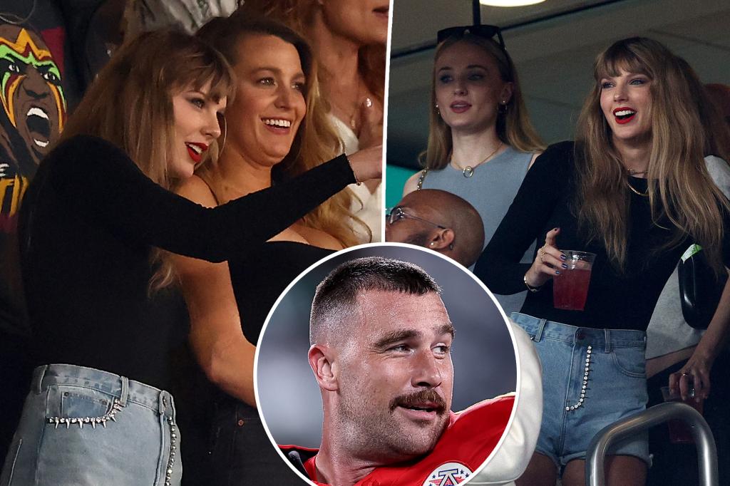 Taylor Swift cheers for Travis Kelce at Chiefs vs Jets game with Sophie Turner, Blake Lively, more