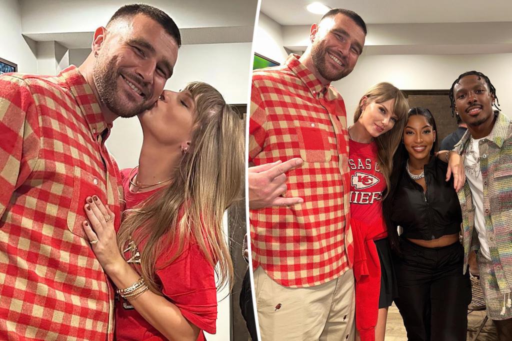 Taylor Swift kisses Travis Kelce’s cheek in sweet post-game pic Taylor Swift kisses Travis Kelce’s cheek in sweet post-game pic