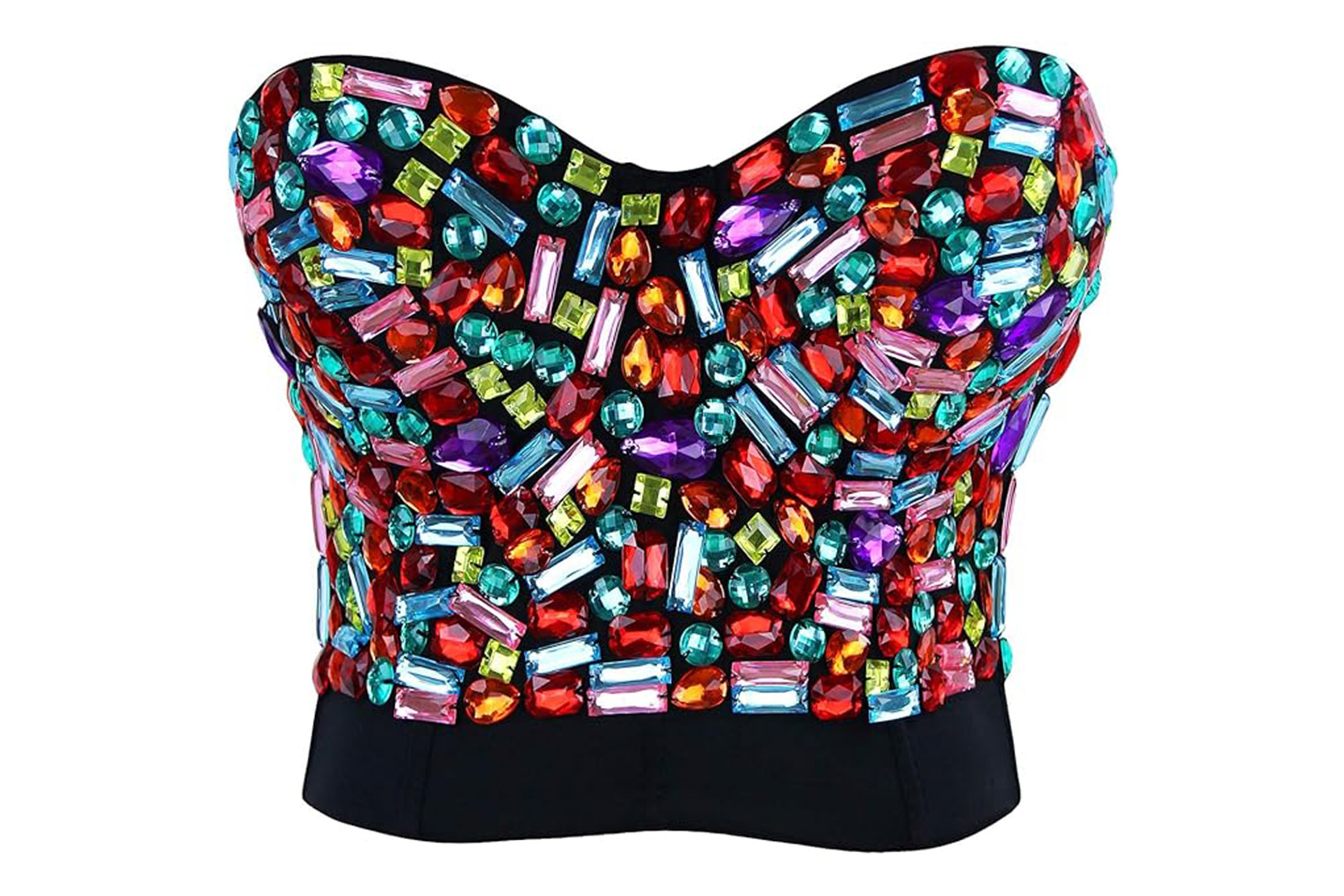 Charmian Women's Colorful Rhinestone Push Up Bra Clubwear Party Bustier Crop Top