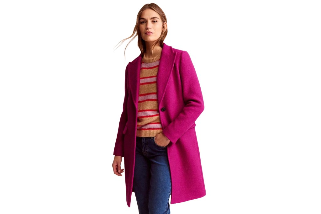 A model in a pink coat