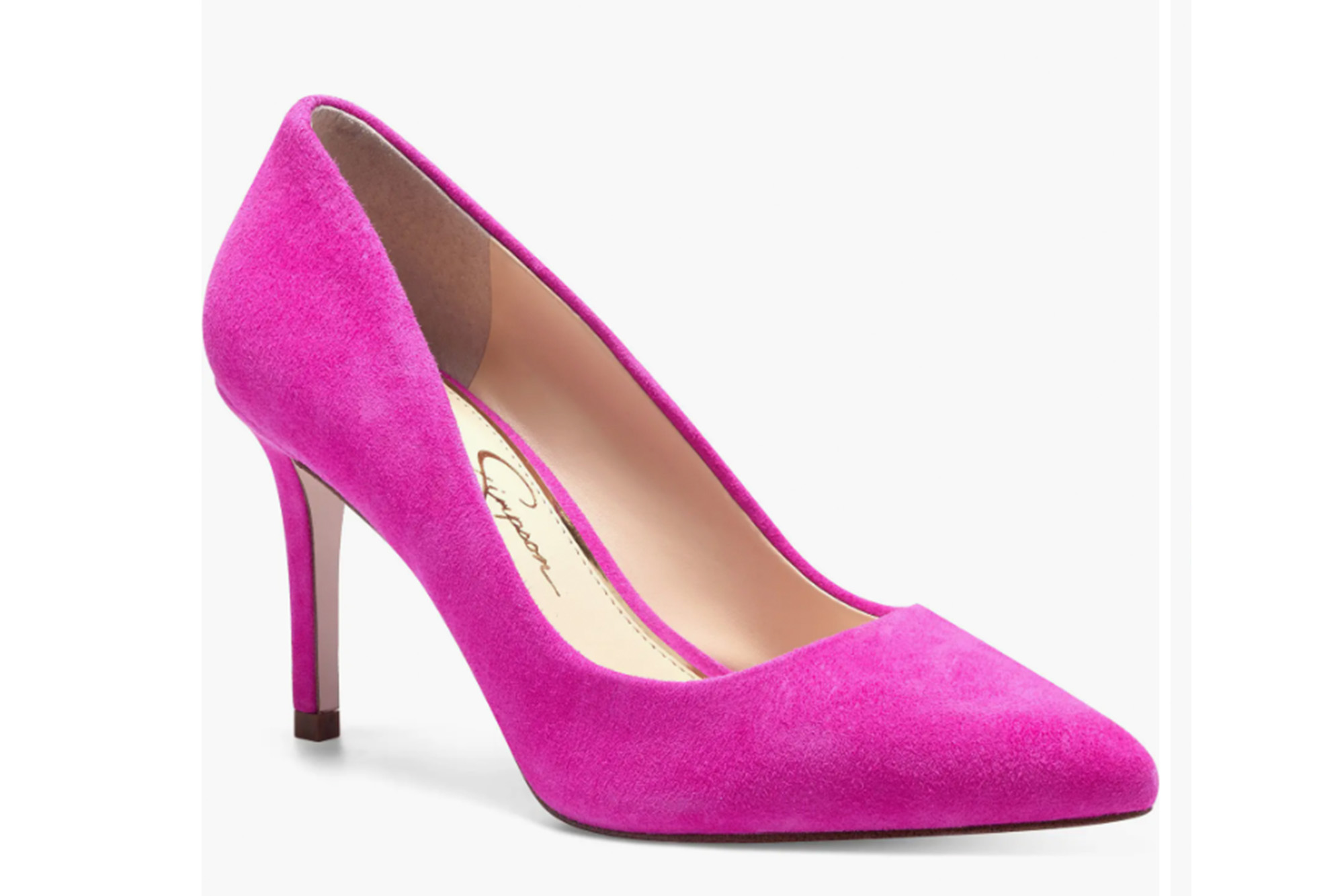 Pink suede heels