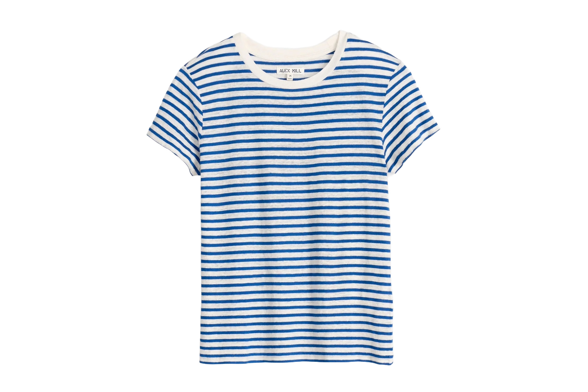 A blue and white striped shirt