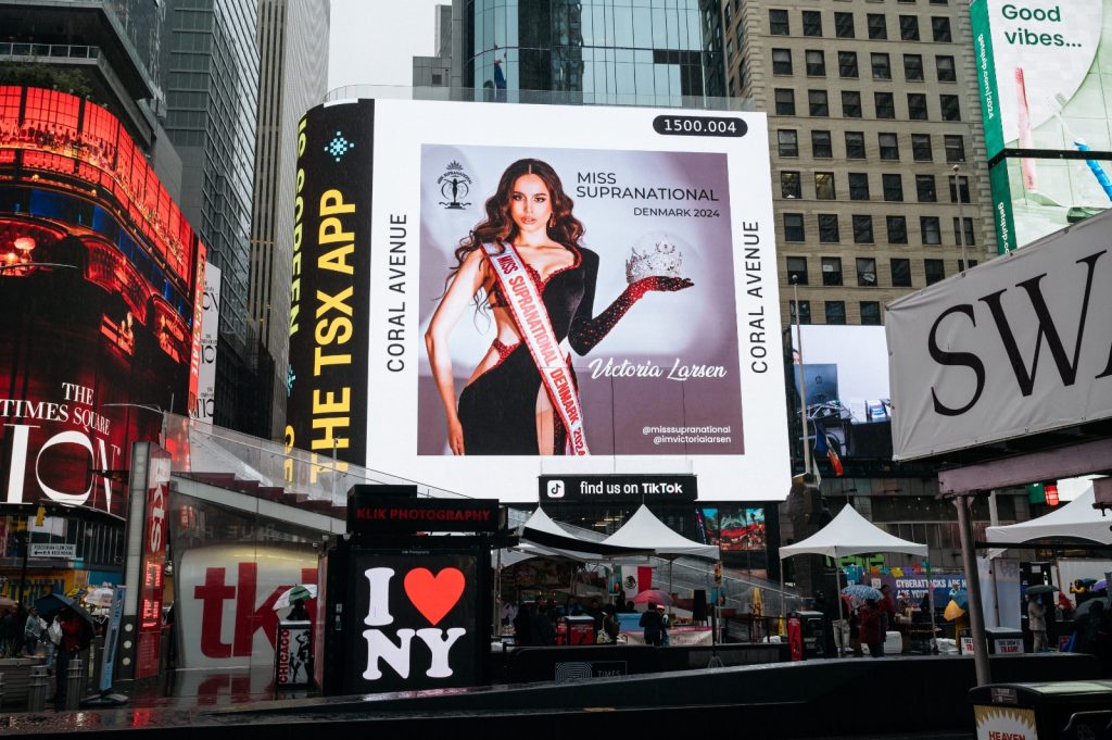 Danish Model Victoria Larsen Shines on Times Square Billboard for Miss Supranational 2024