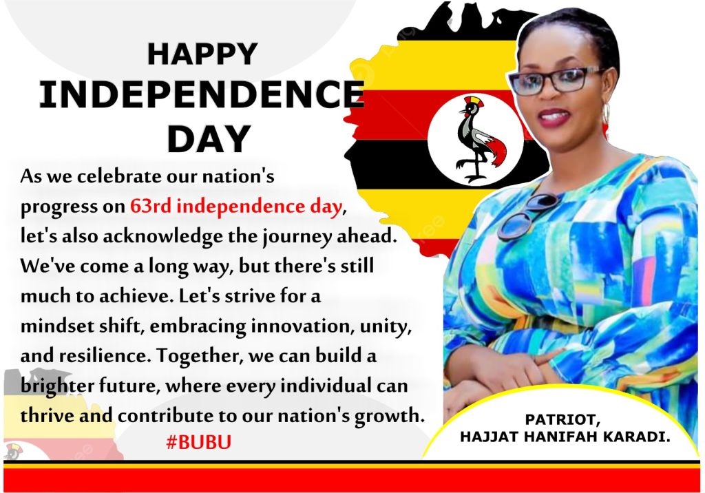 Hajjat Hanifah Karadi delivers special independence message to Ugandans ahead of 63rd Independence celebrations