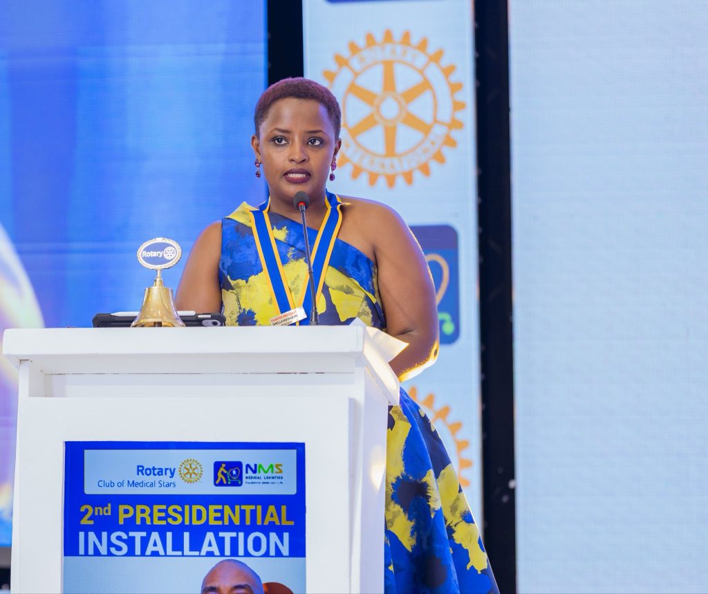 Sheilla Nduhukire signs out as the Charter President of the Rotary Club of Medical Stars of NMS Uganda
