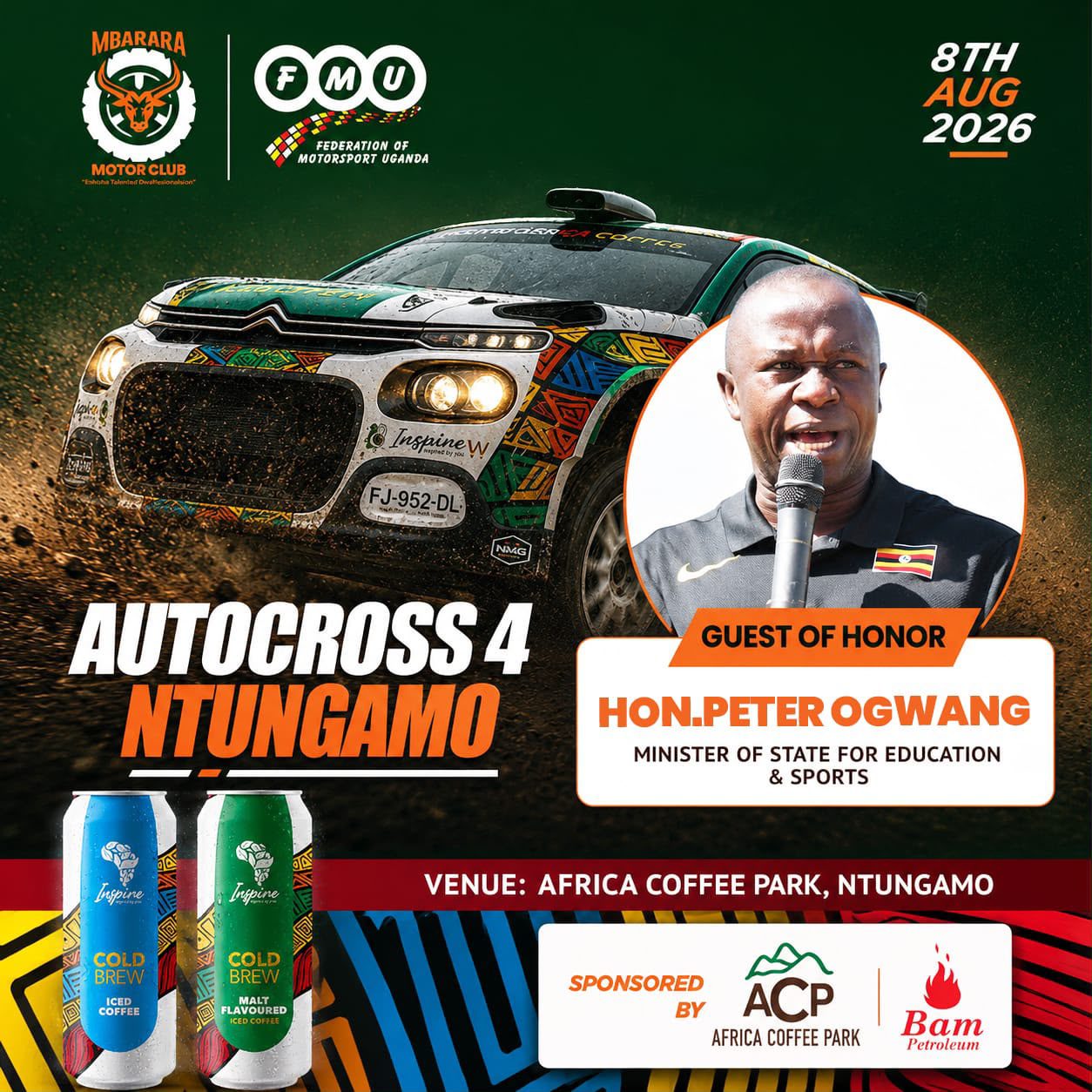 Sports Minister Peter Ogwang set to grace AutoCross 4 Ntungamo race as Chief Guest